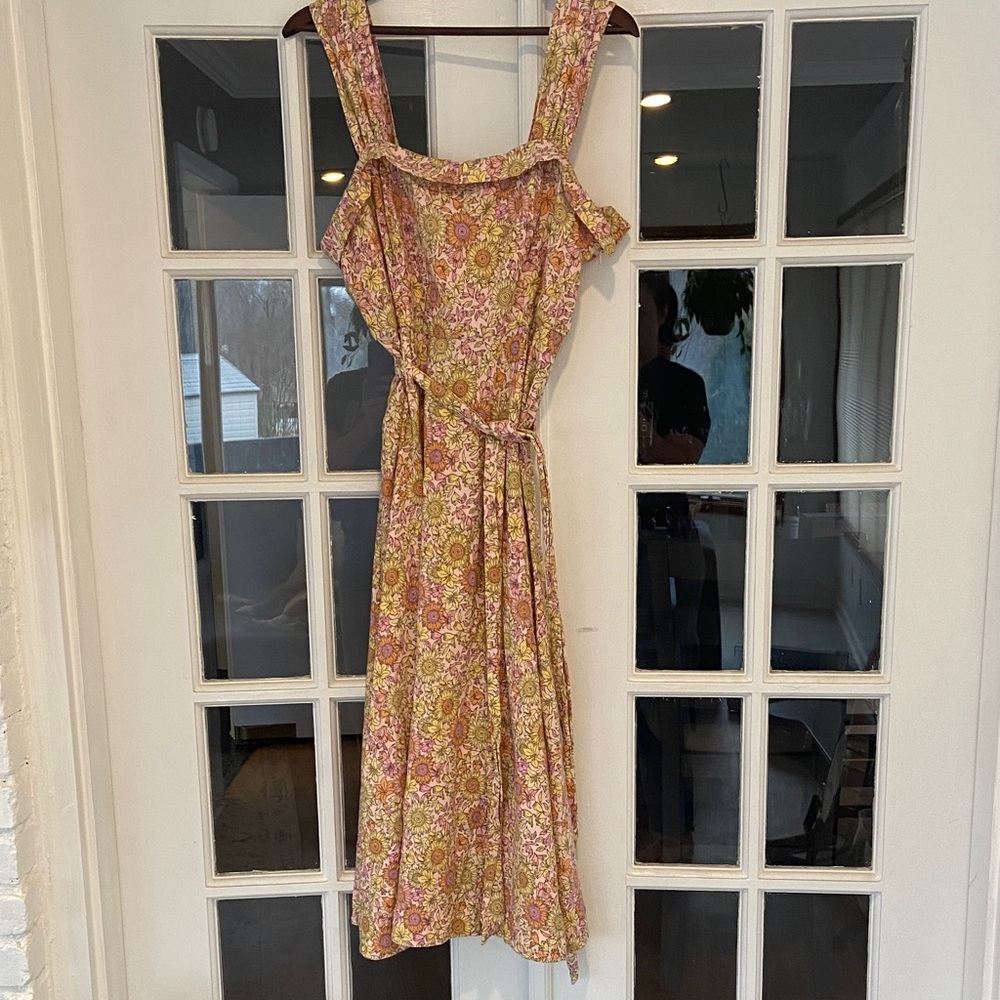 BCBGeneration Pink and Yellow Sunflower Sleeveless Maxi Dress